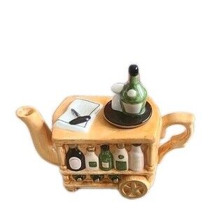 Vintage WC World Bazaar Small Wine Cart Collectible Teapot New Old Stock